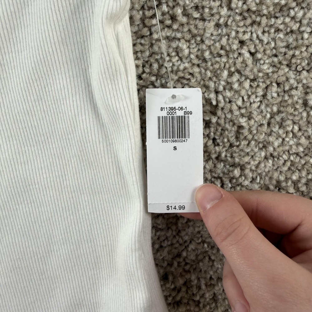 Old Navy Shirt Womens Small White Ribbed Crew Neck Short Sleeve Tee T-Shirt - Picture 2 of 8